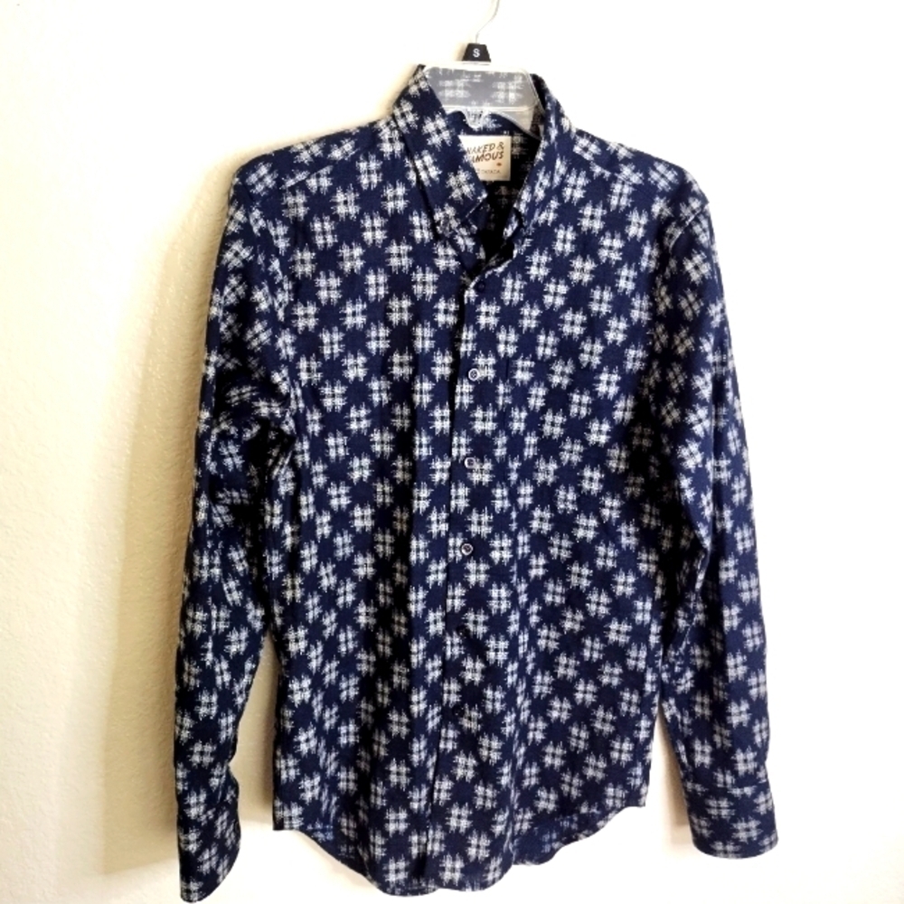 Naked & Famous long sleeve abstract print button down shirt sz S